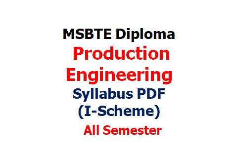 MSBTE Diploma Production Engineering Syllabus
