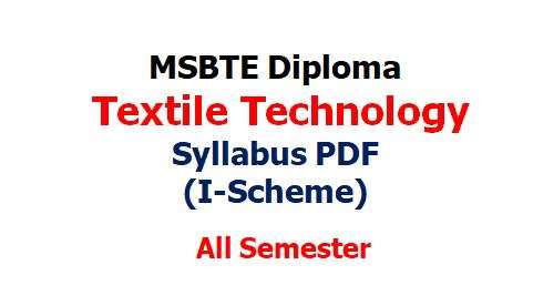 MSBTE Diploma Textile Technology Syllabus