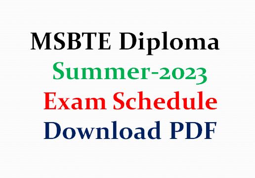 MSBTE Diploma Summer Exam Schedule