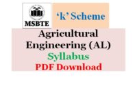 MSBTE Agricultural Engineering Syllabus