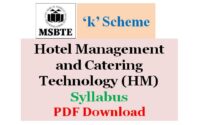 MSBTE Hotel Management and Catering Technology Syllabus K Scheme